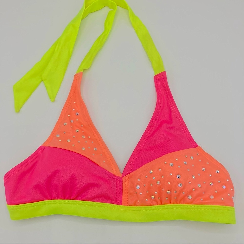 JUSTICE - Neon Bikini Top w/rhinestones